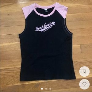 black and pink tank top, size medium, never worn because its too big on me